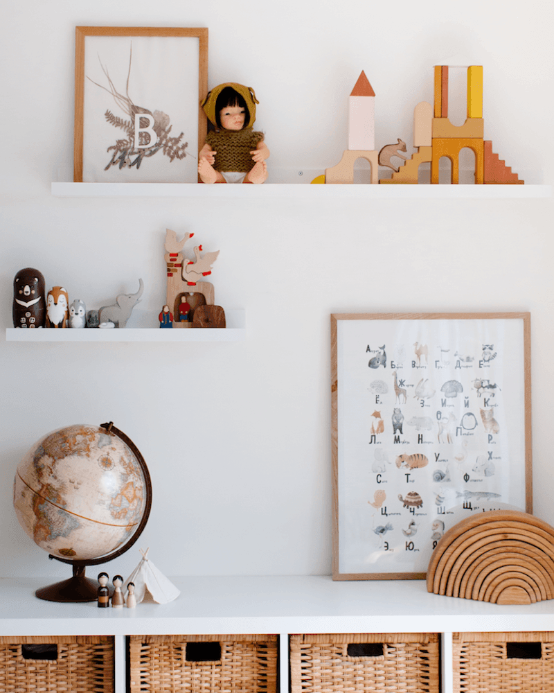 wall with globe and picture
